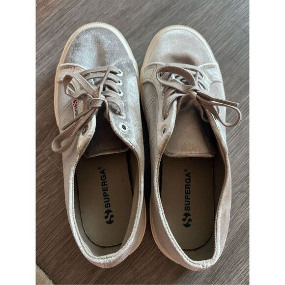 Superga Women’s 2750 Velvet Taupe Grey Comfort Lace Up Sneakers - Picture 5 of 8